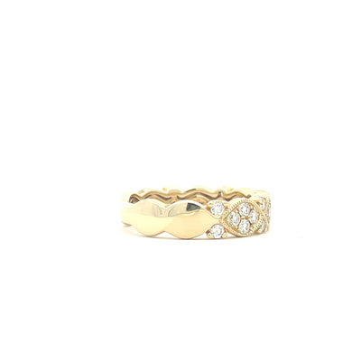14K Yellow Gold 5/8 CTW Diamond Milgrain Edge Fashion Ring