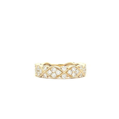 14K Yellow Gold 5/8 CTW Diamond Milgrain Edge Fashion Ring