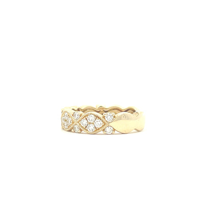 14K Yellow Gold 5/8 CTW Diamond Milgrain Edge Fashion Ring