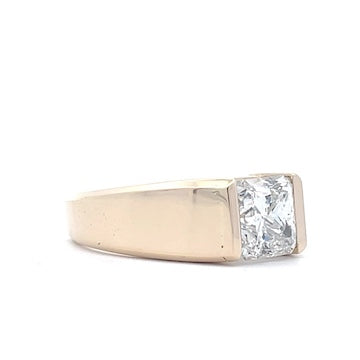 14K Yellow Gold Men's Radiant Diamond Center Ring 1.65 CT