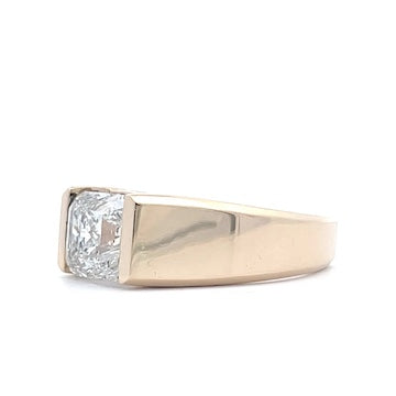 14K Yellow Gold Men's Radiant Diamond Center Ring 1.65 CT