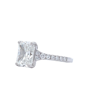18K White Gold Women's Engagement Ring 3.70 C.T. Radiant Diamond Center With Pave Set Mount 1/3 C.T.W.