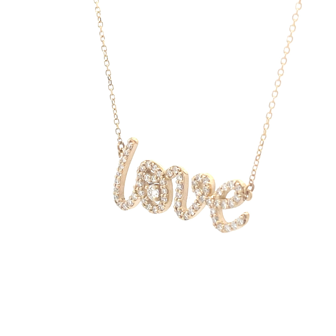 14K Yellow Gold Diamond "LOVE" Necklace 1/2 C.T.W.