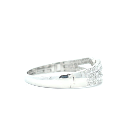 18K White Gold 4 5/8 CTW Round & Baguette Diamond Fashion Bangle Bracelet