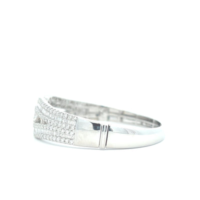 18K White Gold 4 5/8 CTW Round & Baguette Diamond Fashion Bangle Bracelet