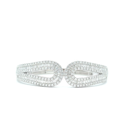 18K White Gold 4 5/8 CTW Round & Baguette Diamond Fashion Bangle Bracelet