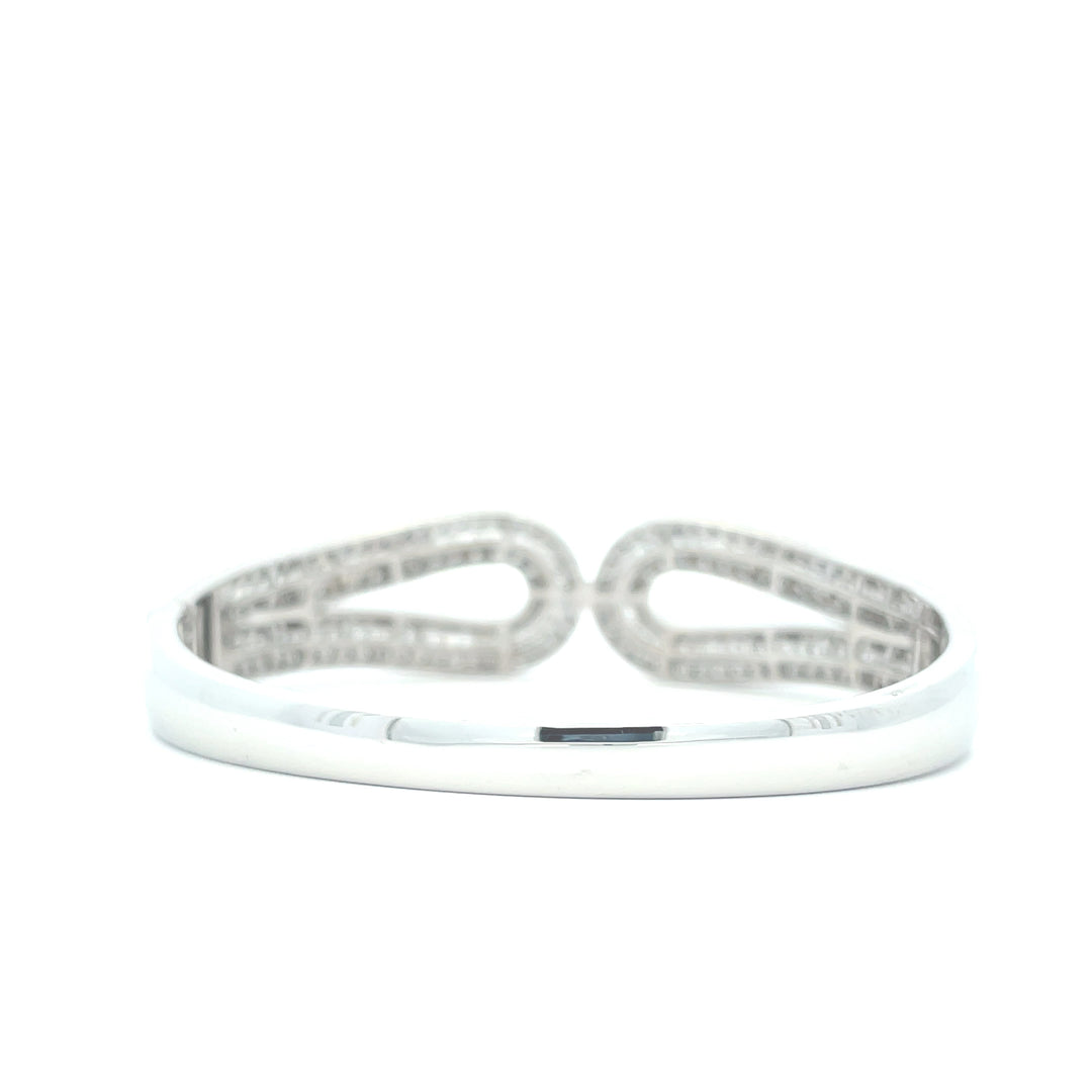 18K White Gold 4 5/8 CTW Round & Baguette Diamond Fashion Bangle Bracelet