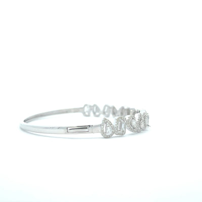 14K White Gold 1 3/4 CTW Multi-Shaped Diamond Bangle Bracelet