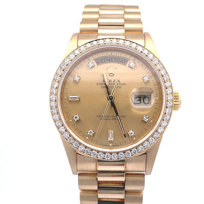 Pre-Owned Rolex Oyster Perpetual 18K Yellow Gold and Diamond Watch