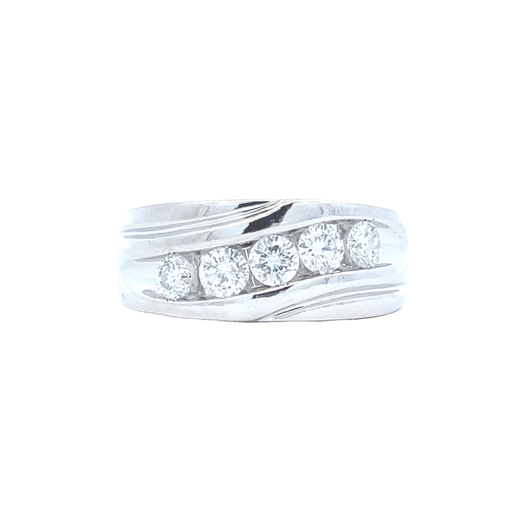 14K White Gold 1.00 CTW Diamond Channel Set Gentlemen's Ring