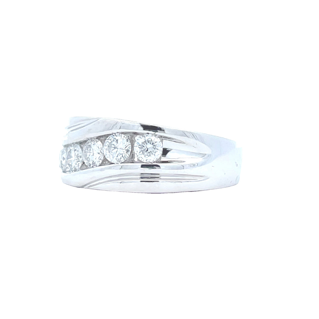 14K White Gold 1.00 CTW Diamond Channel Set Gentlemen's Ring