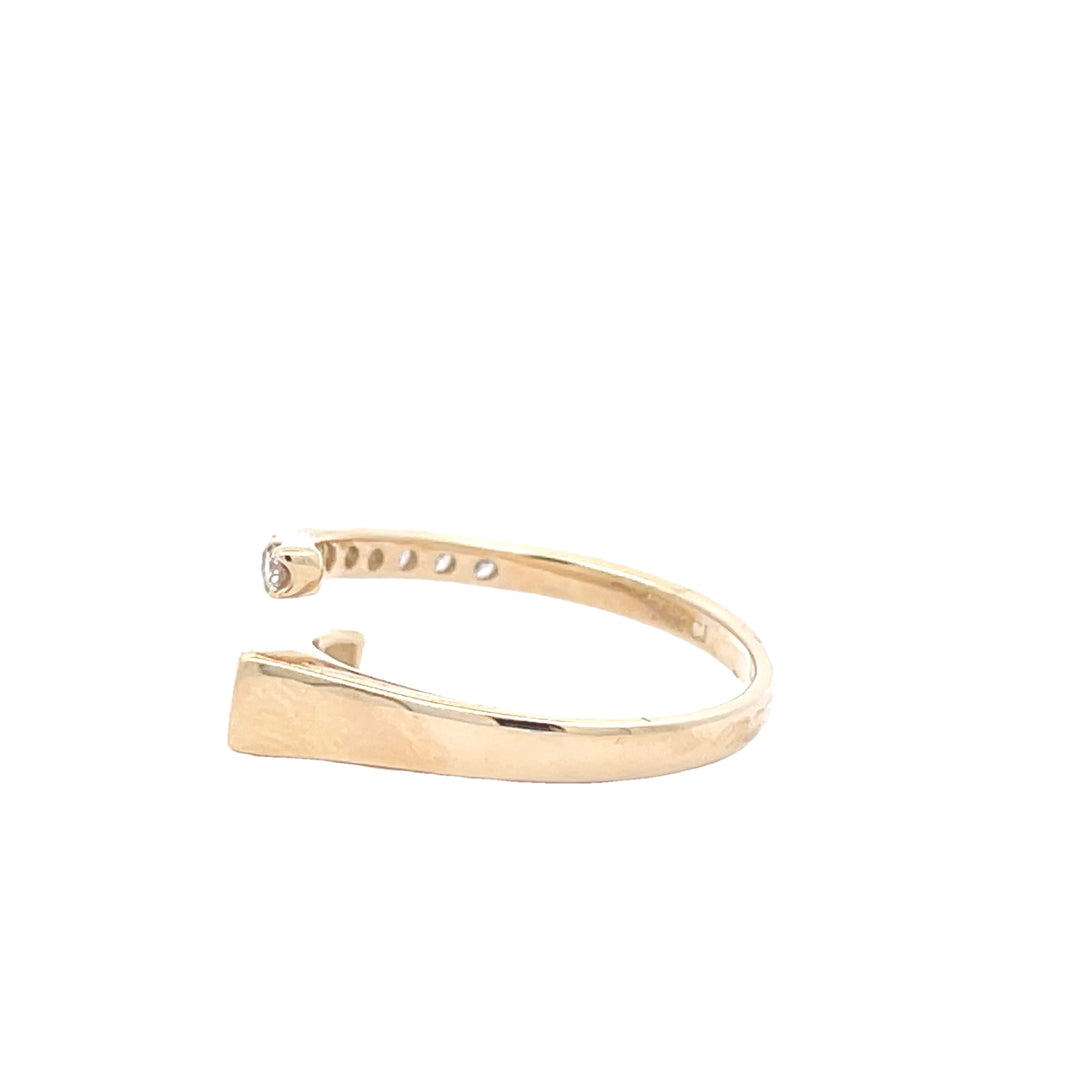14K Yellow Gold 1/2 CTW Diamond Baguette and 1/3 CTW Round Diamond Channel and Prong Set Bypass Fashion Ring
