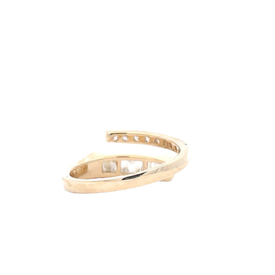 14K Yellow Gold 1/2 CTW Diamond Baguette and 1/3 CTW Round Diamond Channel and Prong Set Bypass Fashion Ring