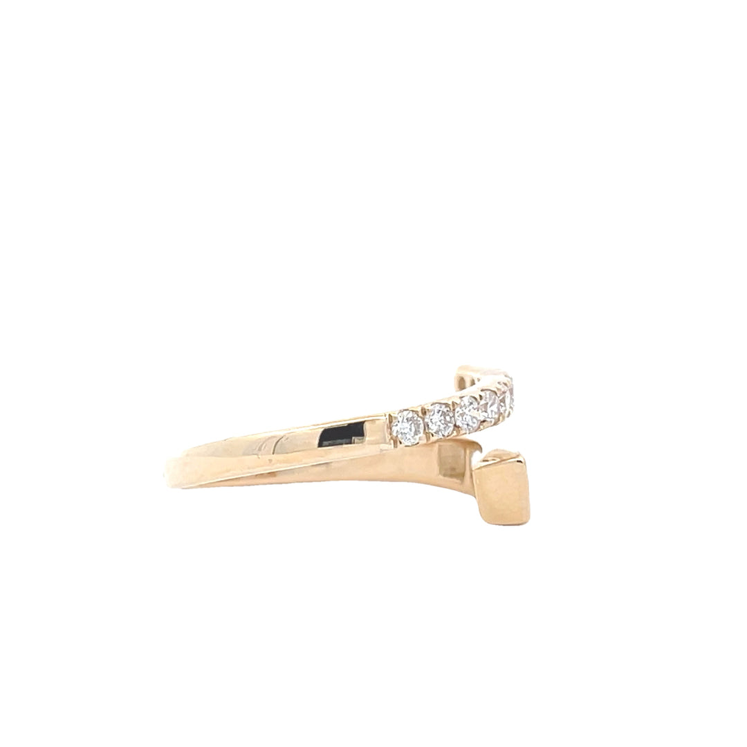 14K Yellow Gold 1/2 CTW Diamond Baguette and 1/3 CTW Round Diamond Channel and Prong Set Bypass Fashion Ring