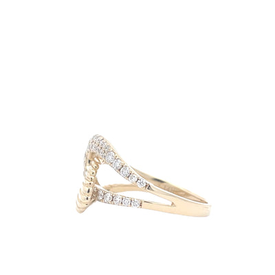 14K Yellow Gold 1/2 CTW Diamond Pave Set Fashion Ring