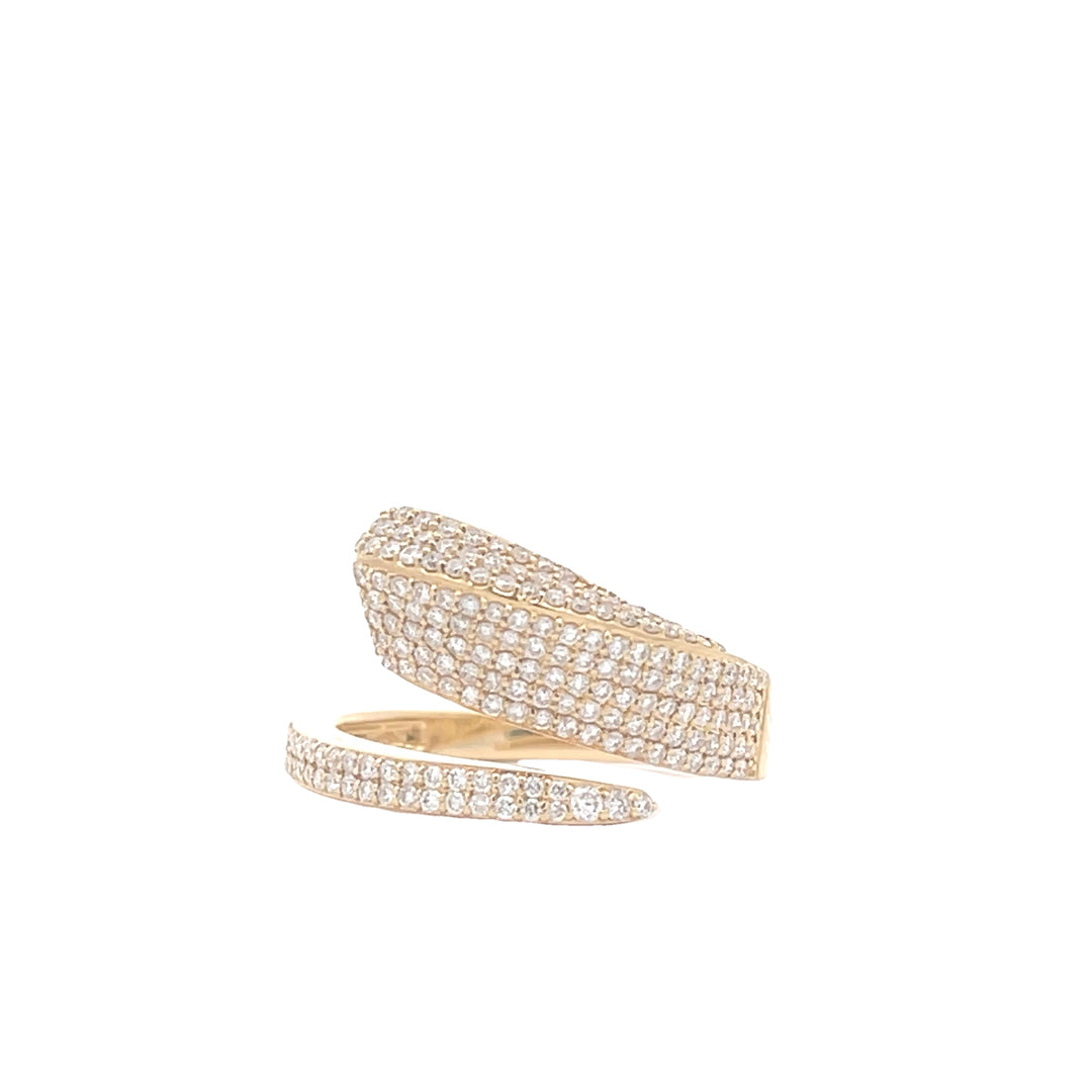 18K Yellow Gold 3/4 CTW Diamond Pave Set Bypass Fashion Ring