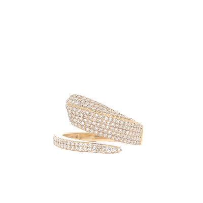 18K Yellow Gold 3/4 CTW Diamond Pave Set Bypass Fashion Ring
