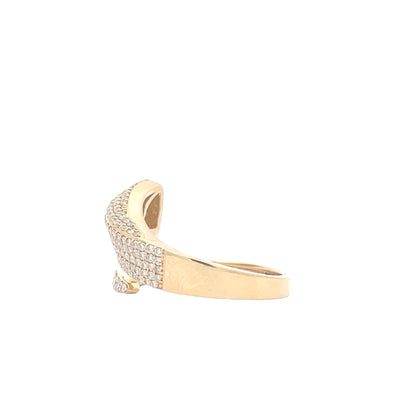 18K Yellow Gold 3/4 CTW Diamond Pave Set Bypass Fashion Ring