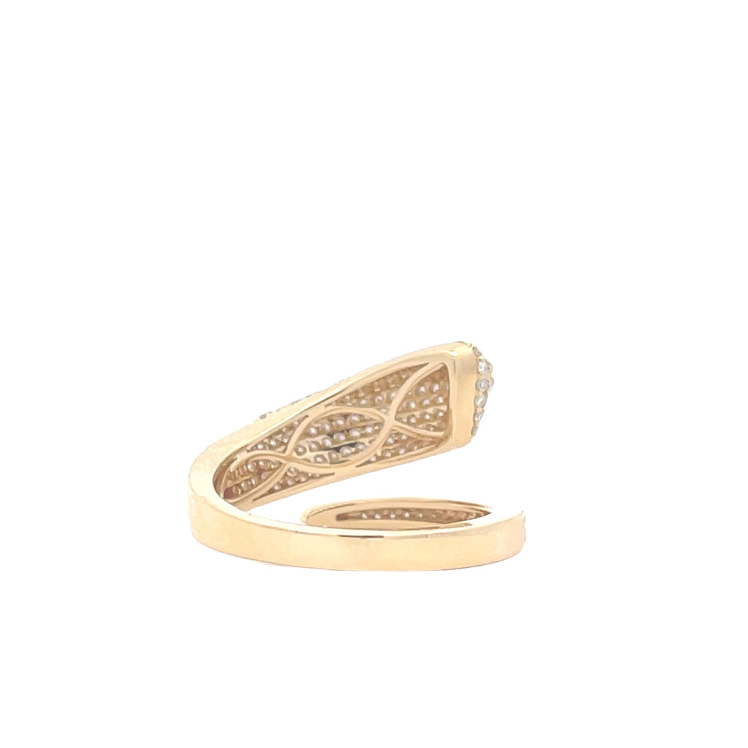 18K Yellow Gold 3/4 CTW Diamond Pave Set Bypass Fashion Ring