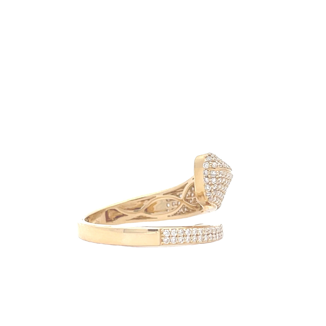 18K Yellow Gold 3/4 CTW Diamond Pave Set Bypass Fashion Ring