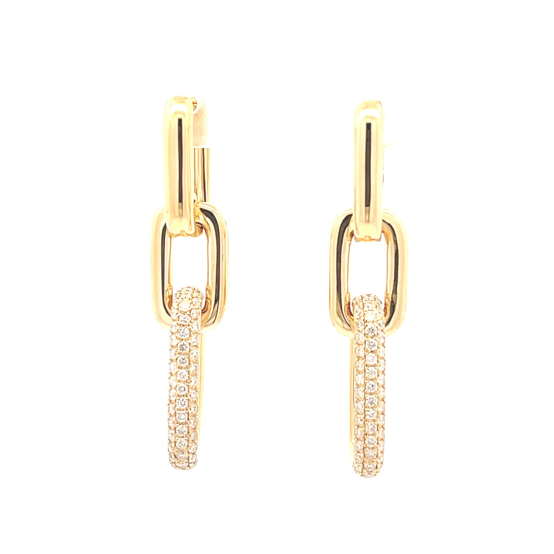14K Yellow Gold 1/2 CTW Diamond Oval Link Dangle Earrings