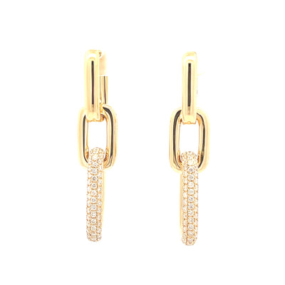 14K Yellow Gold 1/2 CTW Diamond Oval Link Dangle Earrings