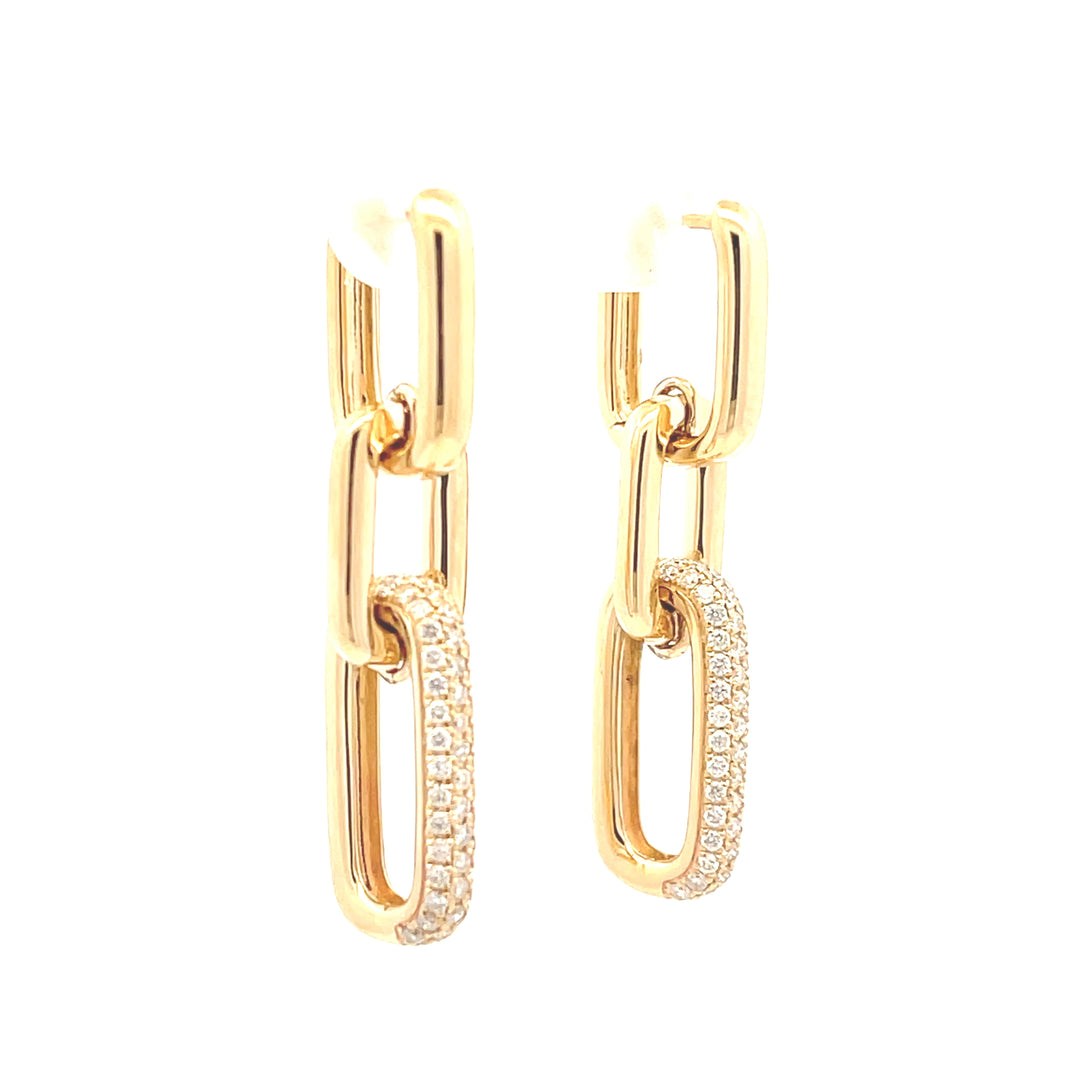 14K Yellow Gold 1/2 CTW Diamond Oval Link Dangle Earrings