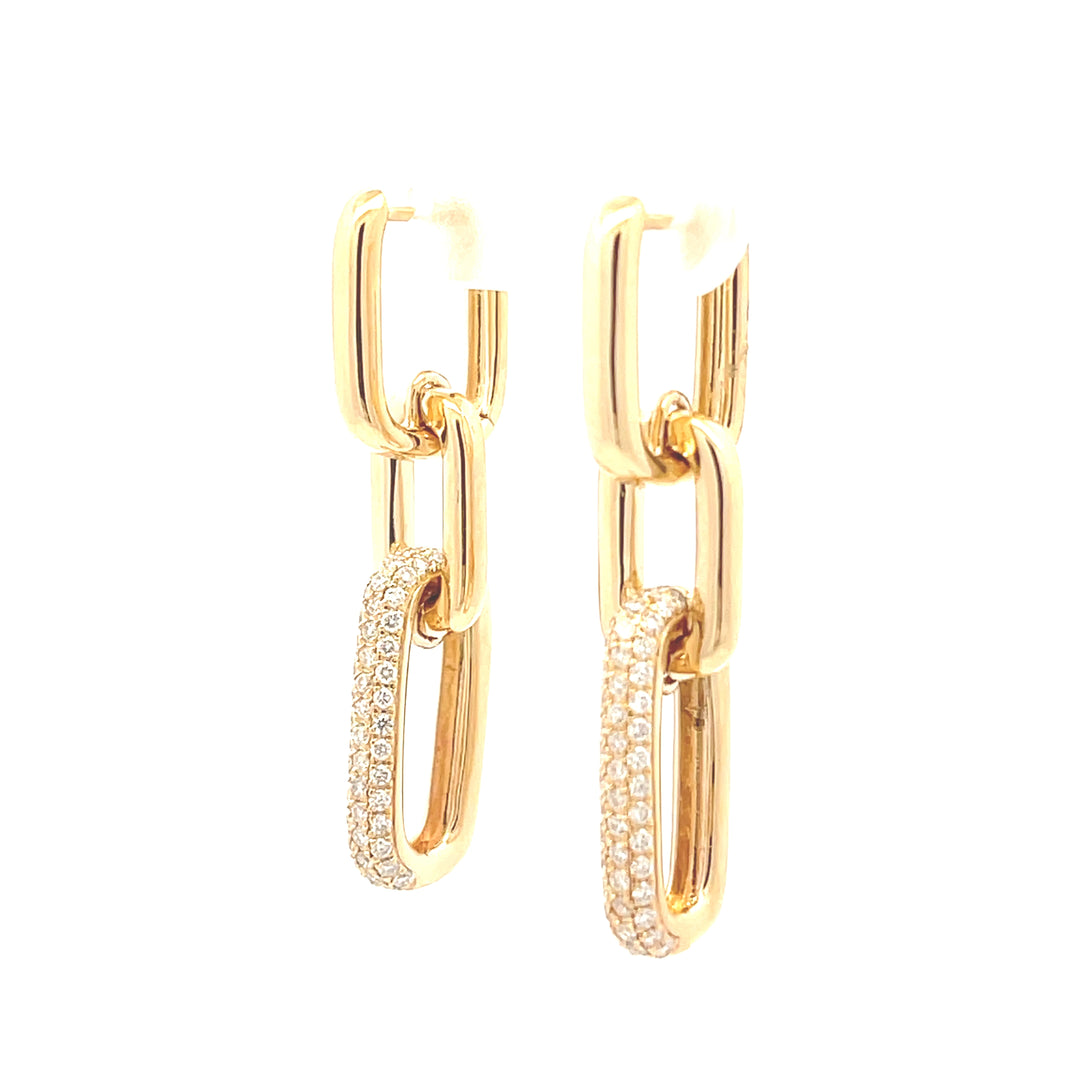 14K Yellow Gold 1/2 CTW Diamond Oval Link Dangle Earrings