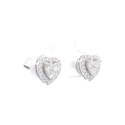 18K White Gold 2/3 Diamond Heart Design Earrings