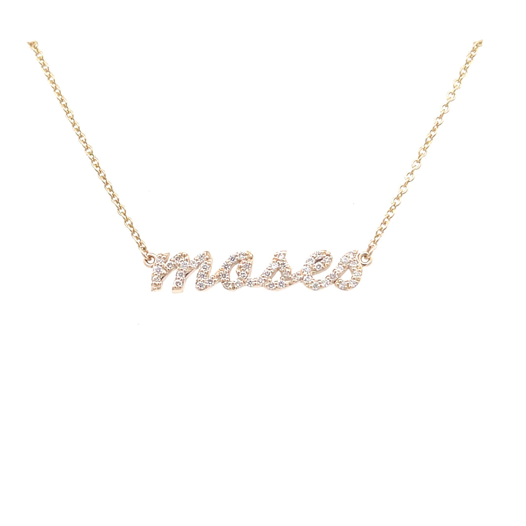 14K Yellow Gold Pavé Set Diamond Custom Nameplate