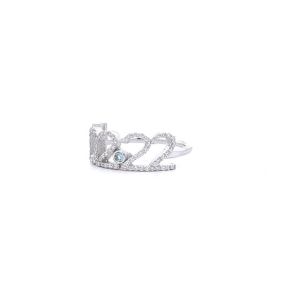 Custom-Made 14K White Gold and Diamonds Day/Date/Year Gemstone Ring