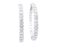 18K White Gold Oval Diamond In and Out Hoop Earrings 23 1/2 C.T.W.