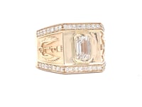 Men's Custom 18K Yellow Gold Statement Initial Ring With Diamonds