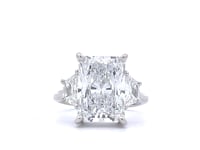 Platinum Three Stone Radiant Cut Center Engagement Ring 4 CT Center