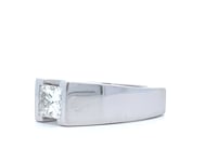 14K White Gold Men's Radiant Diamond Center Ring 1.65 CT