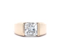 14K Yellow Gold Men's Radiant Diamond Center Ring 1.65 CT