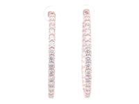 14K Rose Gold Round 6.00 CTW Diamond In and Out Hoop Earrings