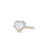 14K Yellow Gold Heart Shape .81 CT and 1/4 CTW Diamond Halo Pave Set Engagement Ring