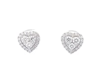 18K White Gold 2/3 Diamond Heart Design Earrings