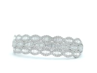 18K White Gold 5 5/8 CTW Round & Baguette Luxury Bangle Bracelet
